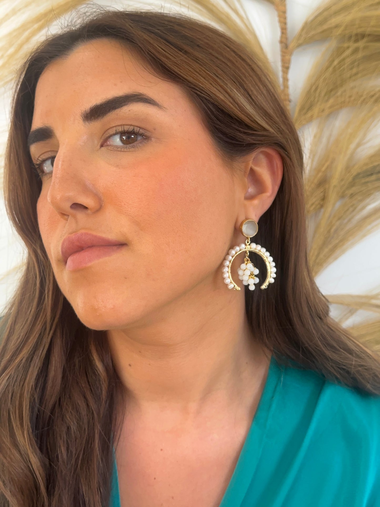 Pendientes Vid perla blanco