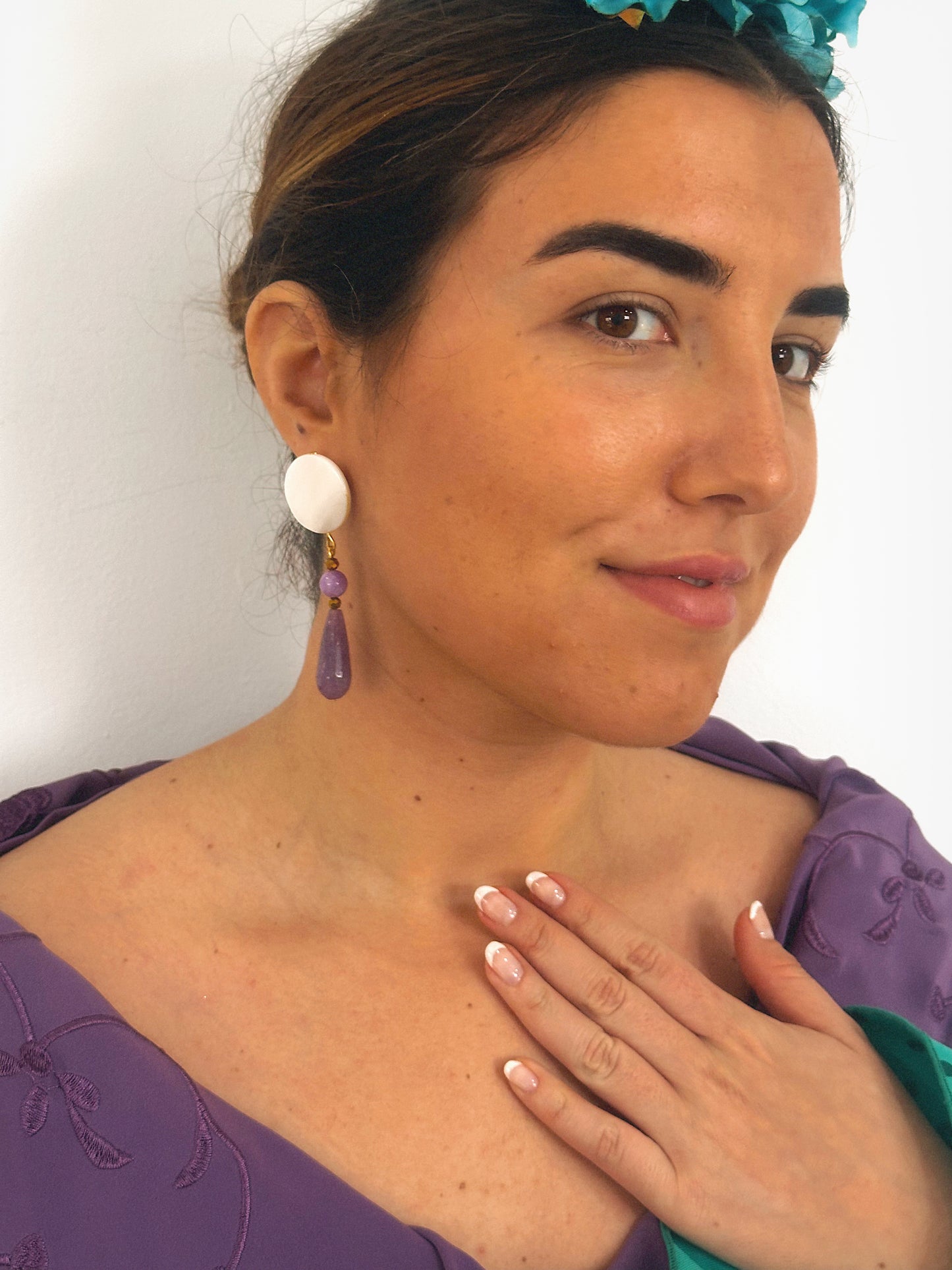 Pendientes Luna Amatista Nácar