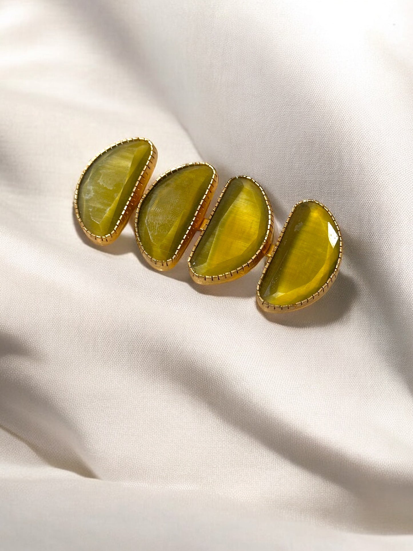 Broche Cristal Natural Verde Olivo