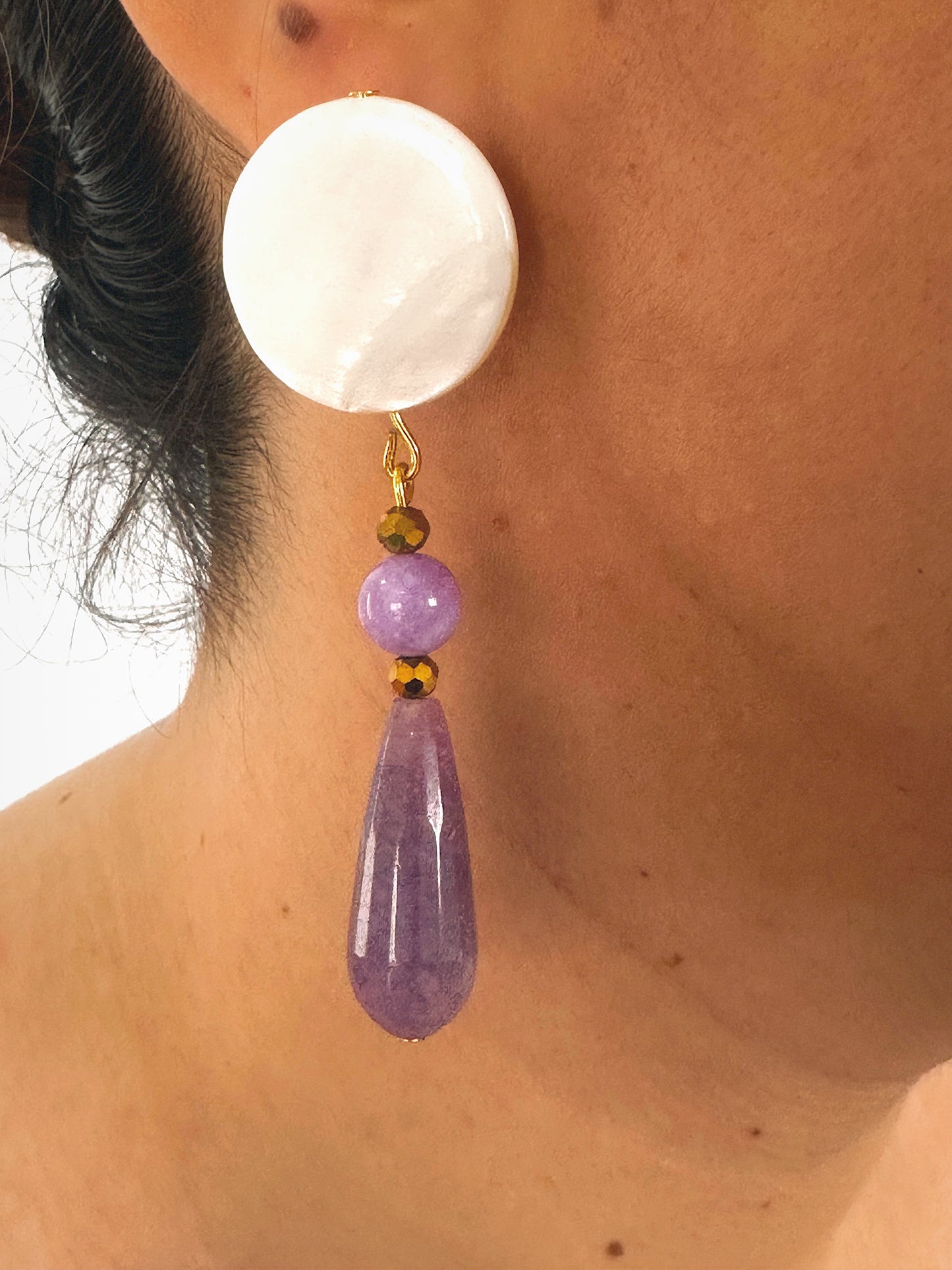Pendientes Luna Amatista Nácar