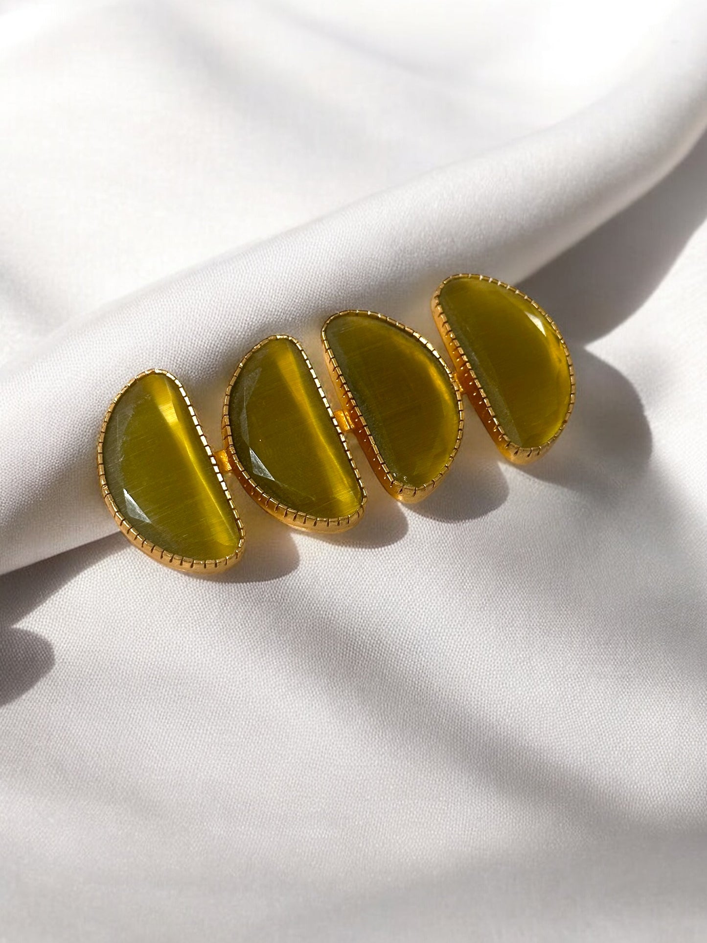 Broche Cristal Natural Verde Olivo