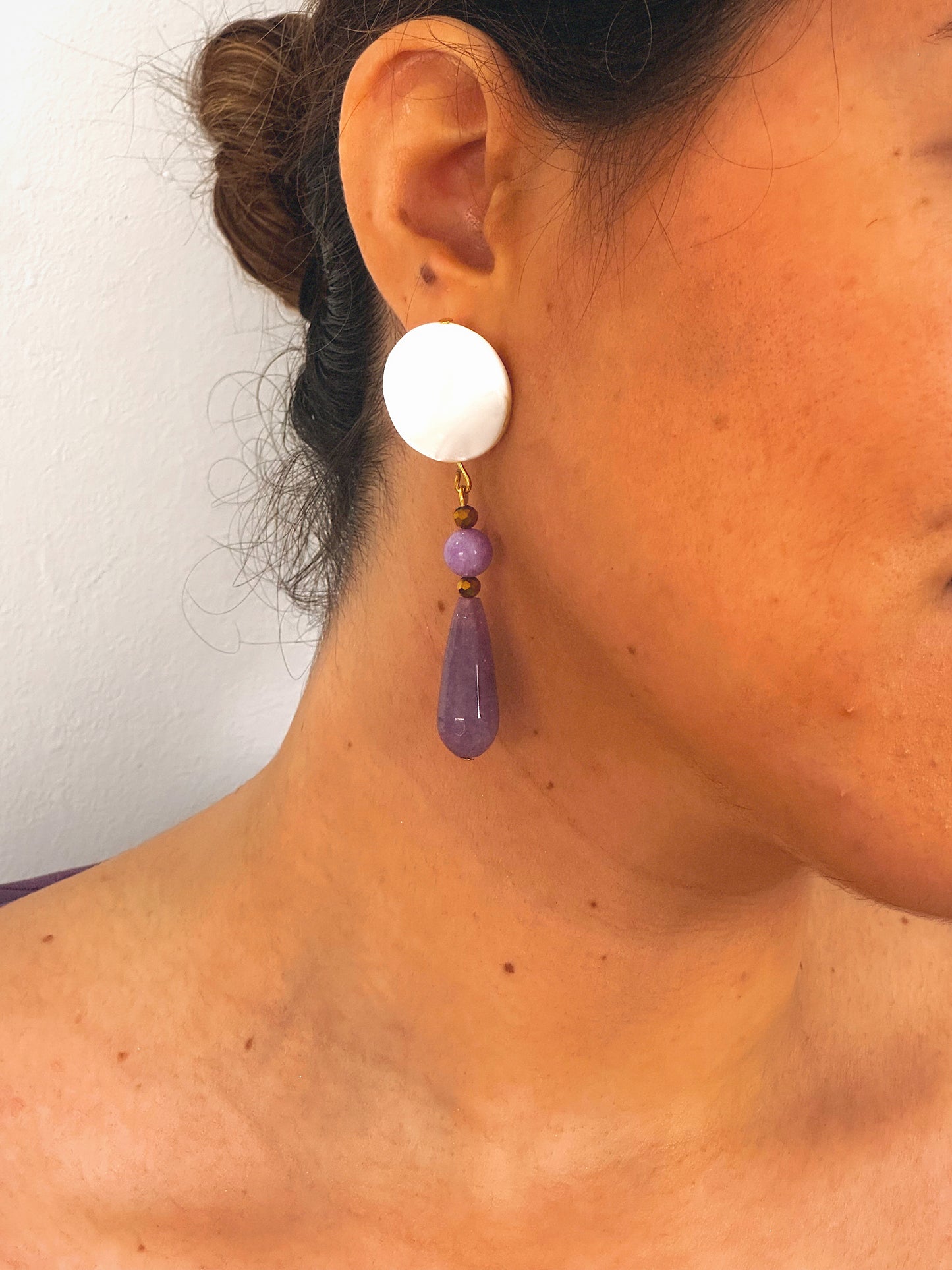 Pendientes Luna Amatista Nácar