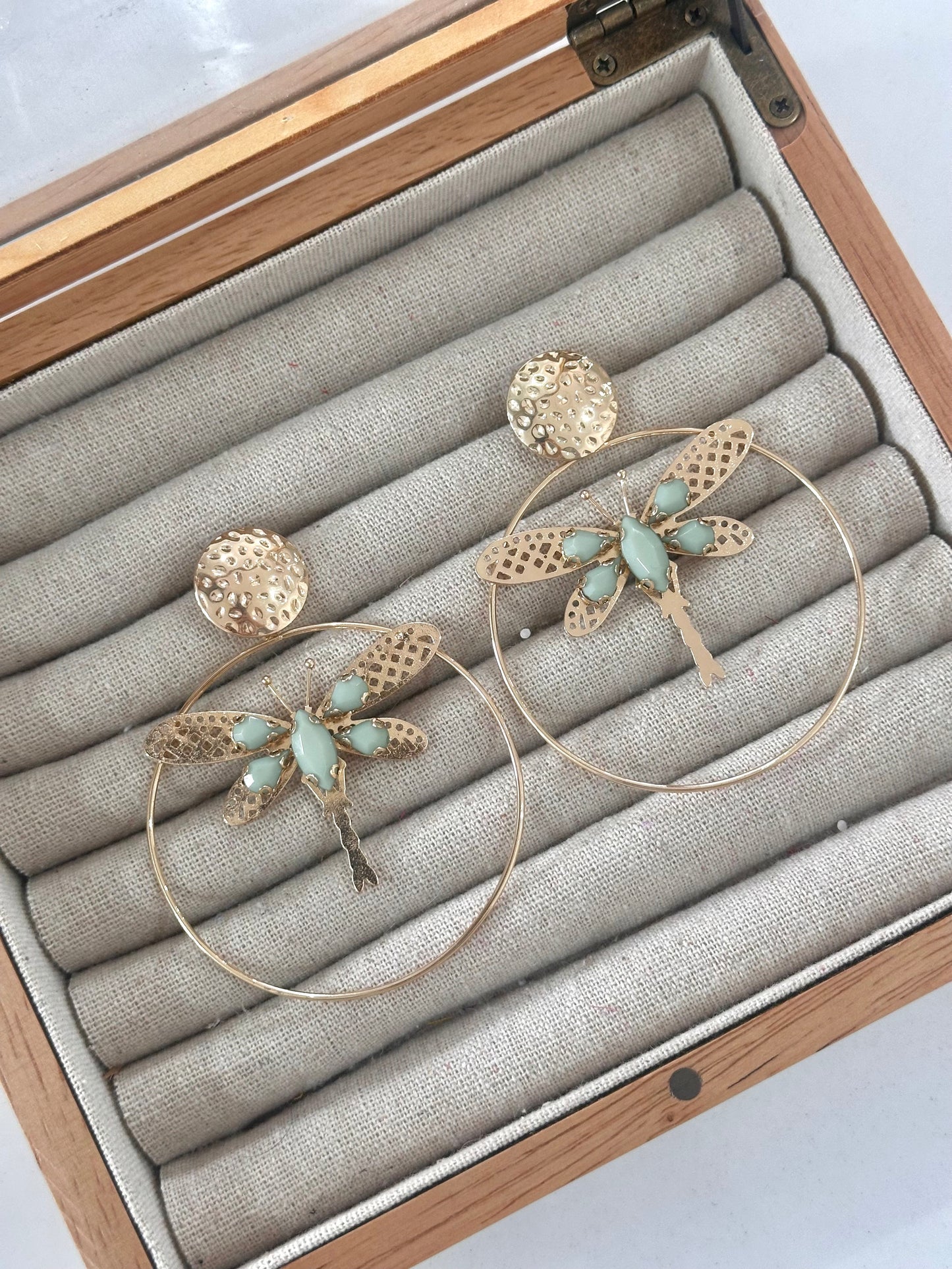 Pendientes Libélula Verde Jabonoso
