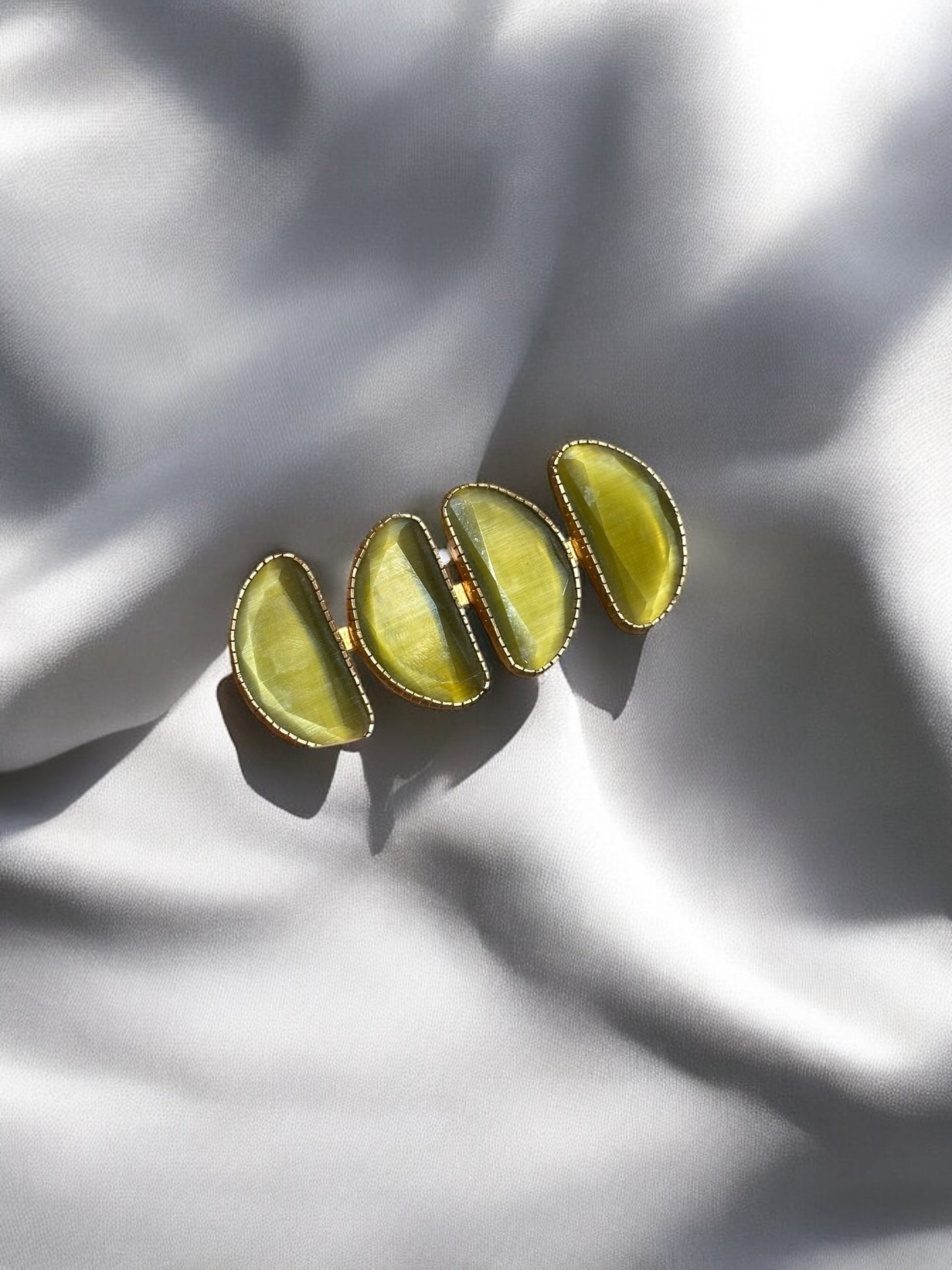Broche Cristal Natural Verde Olivo