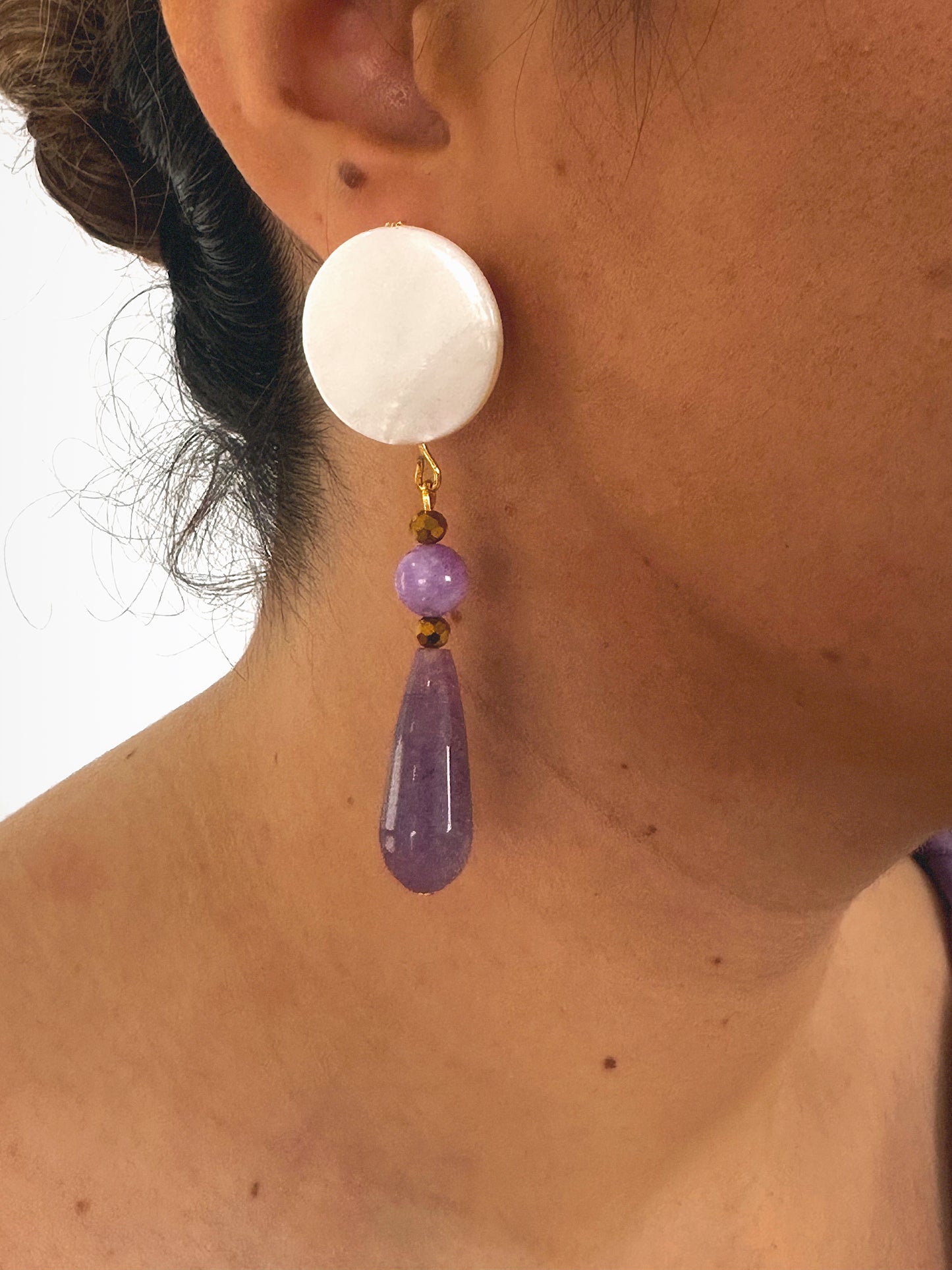 Pendientes Luna Amatista Nácar