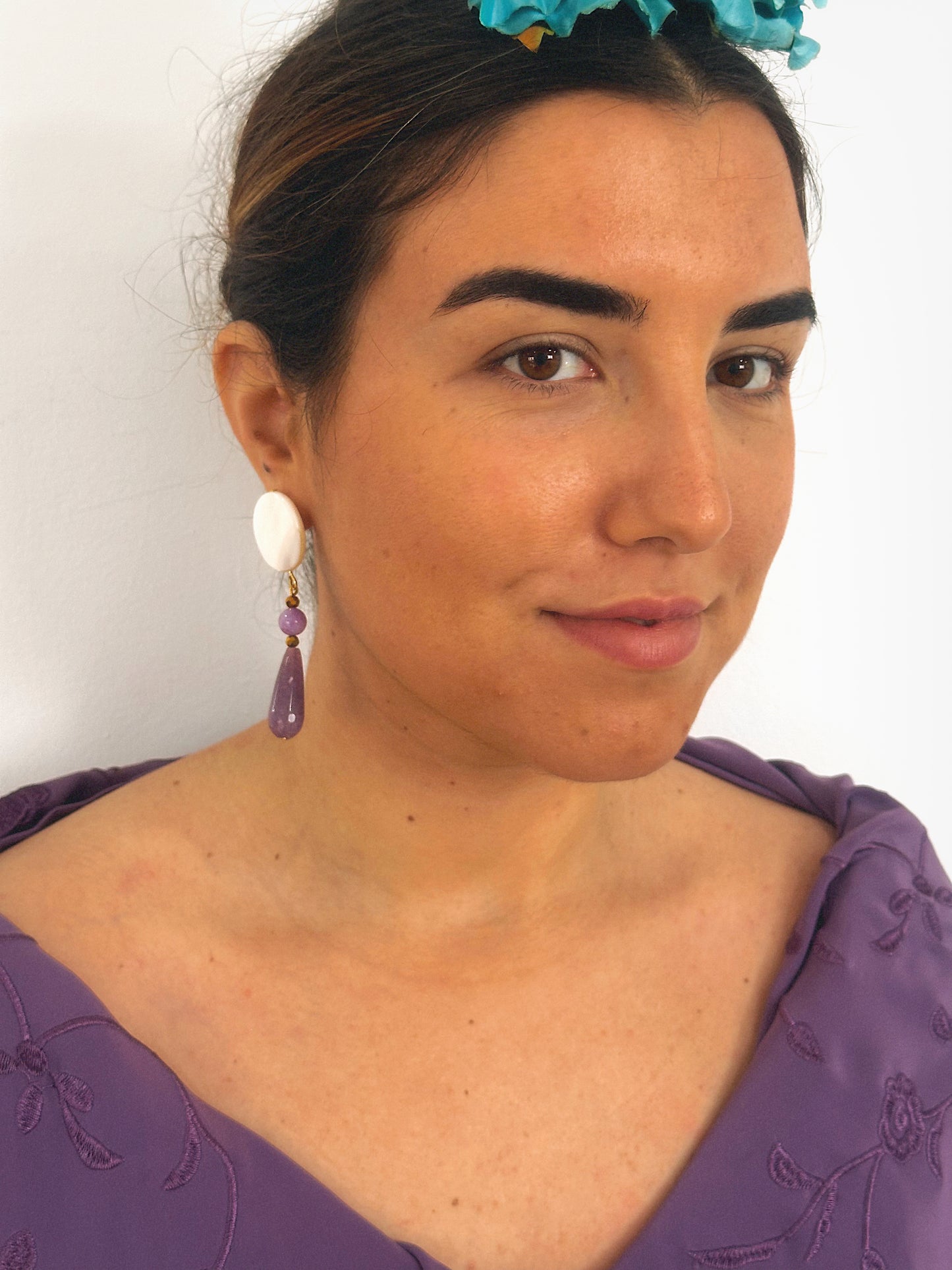 Pendientes Luna Amatista Nácar