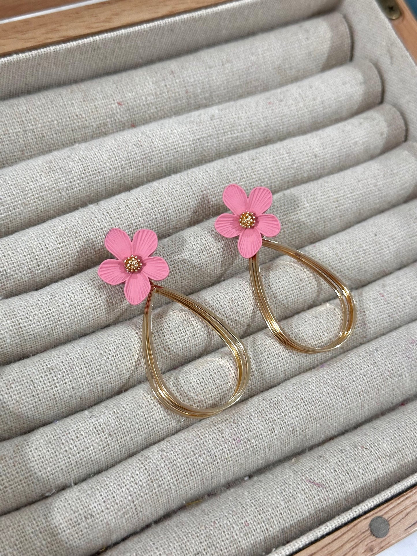 Pendientes Florecilla Rosa Palo