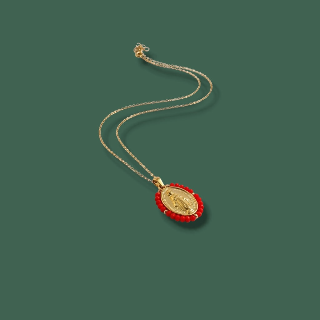 Collar medalla milagrosa naranja