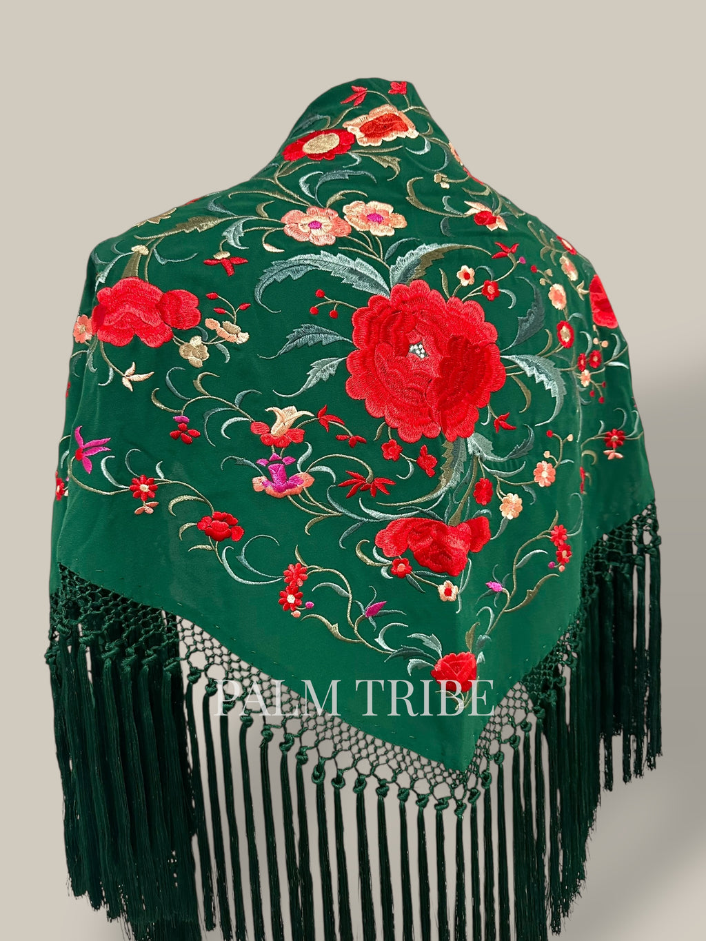 Mantoncillo Jaleo Verde Oscuro con rojo