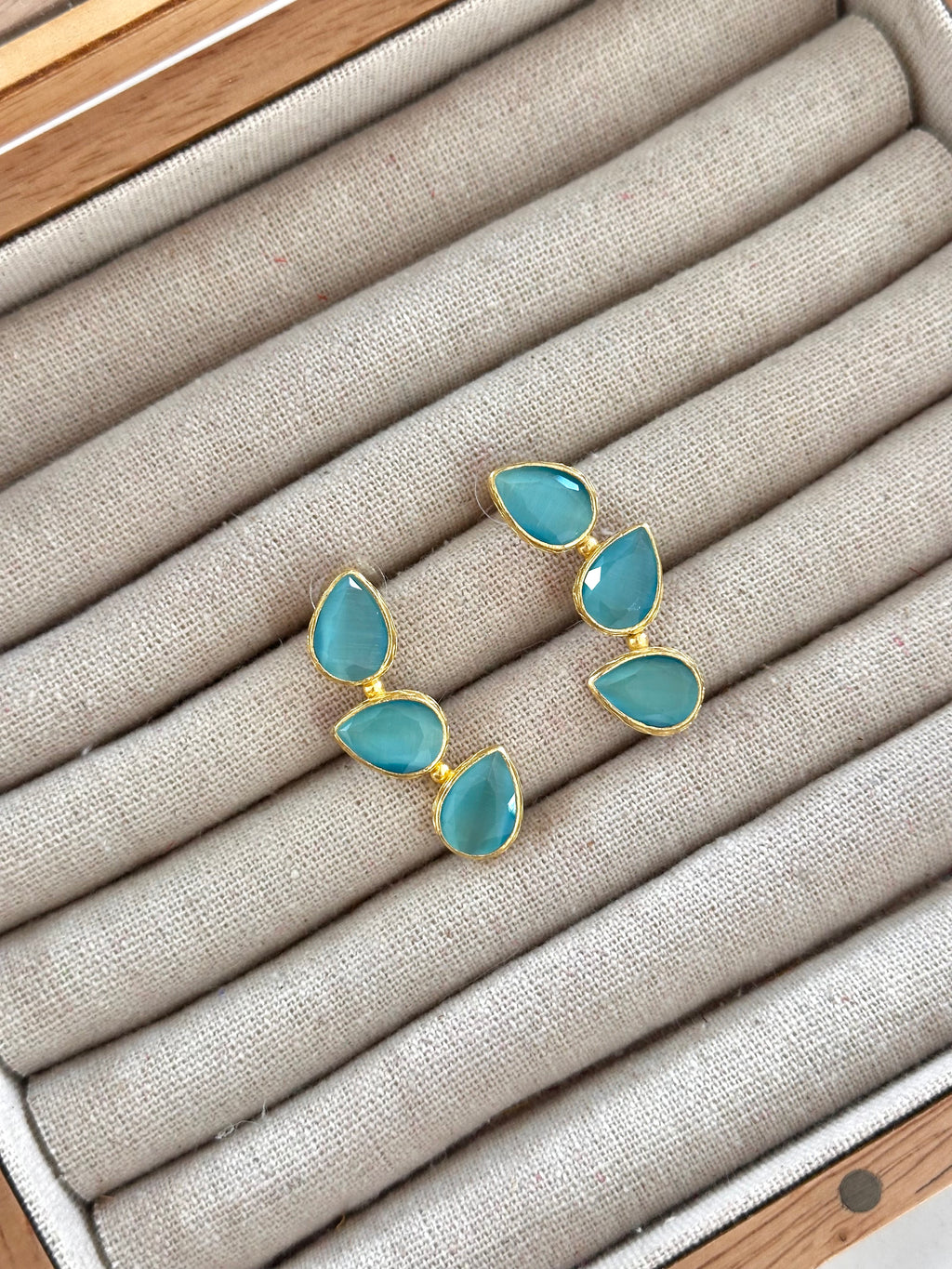 Pendientes Trío Piedra Turquesa