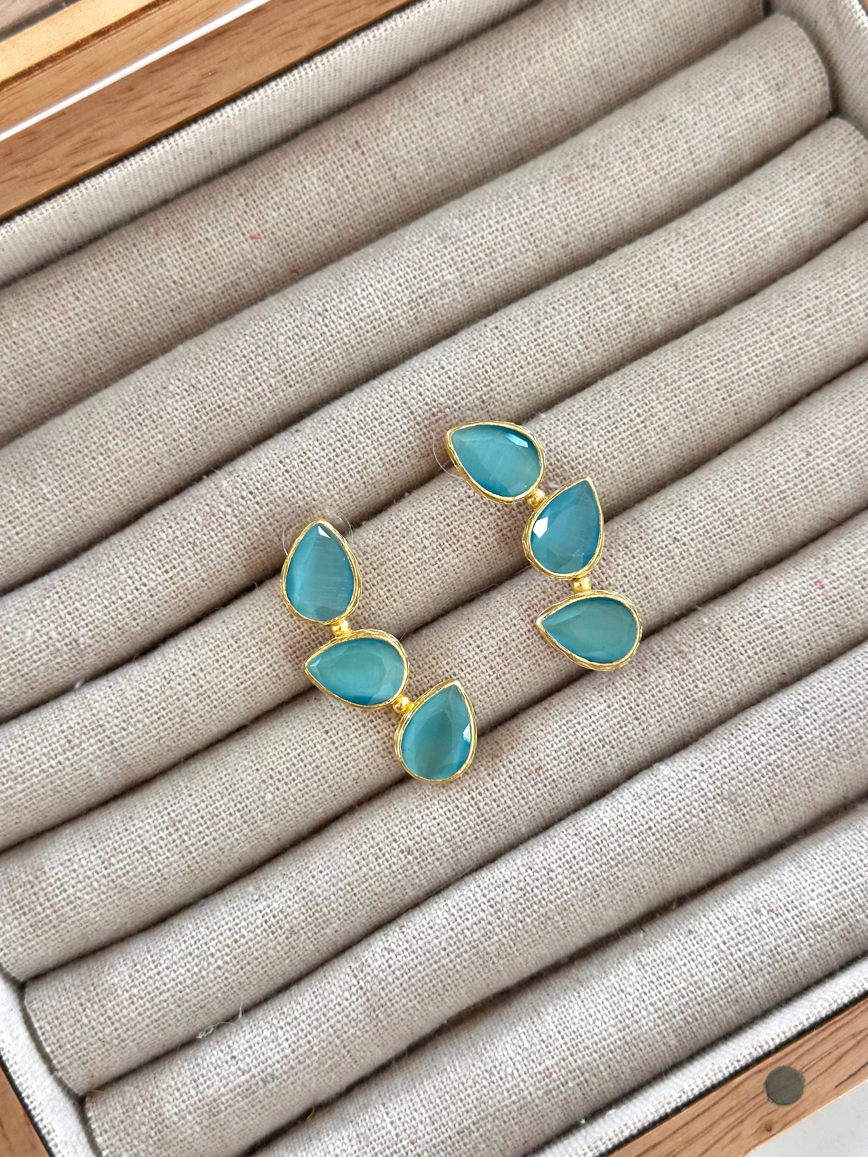 Pendientes Trío Piedra Turquesa