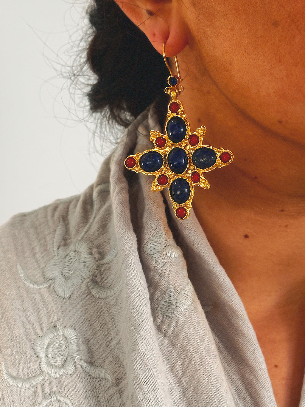 Pendientes Estrella Azul Marino y Rojo