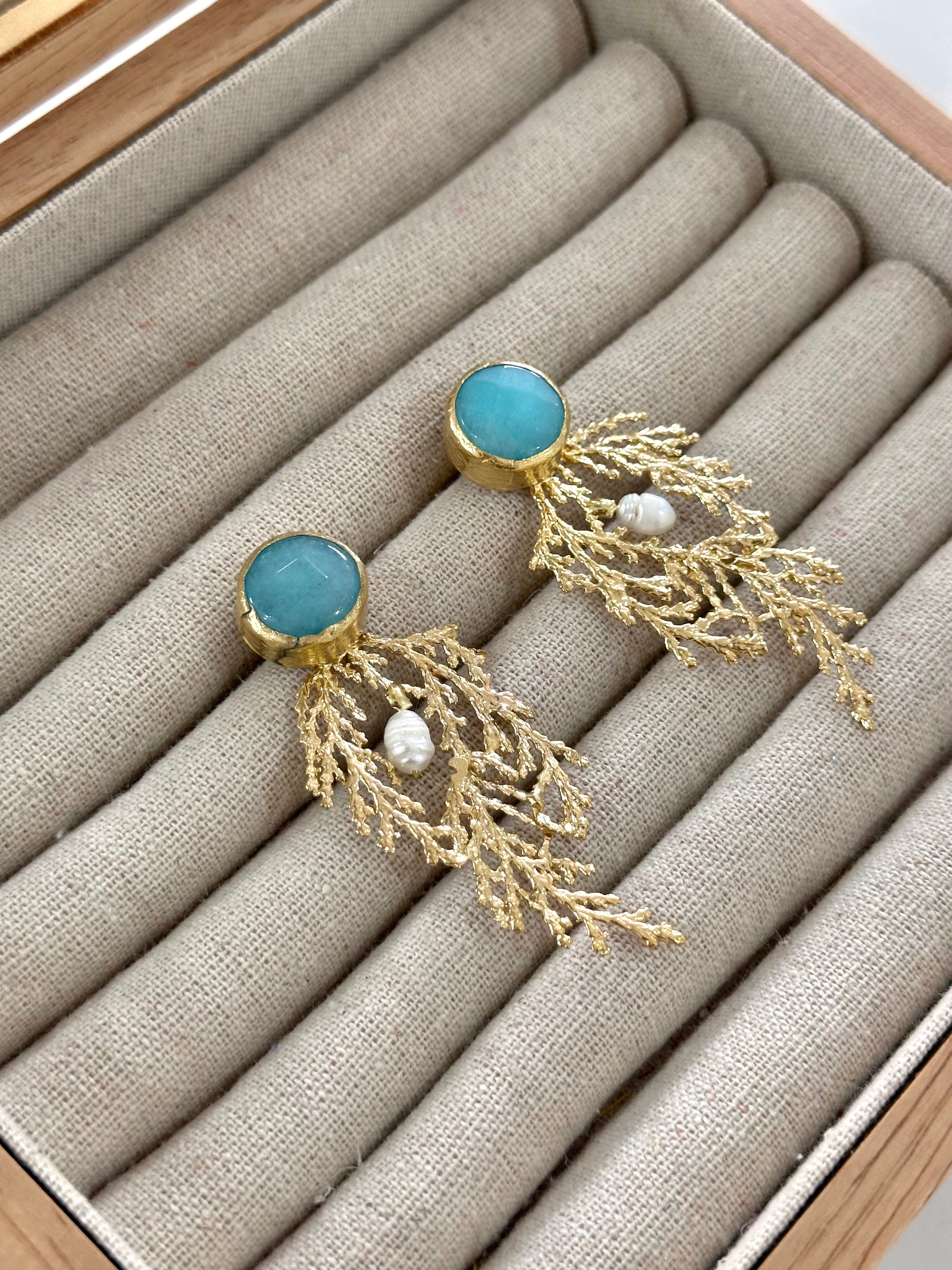 Pendientes Rama Azul Cielo