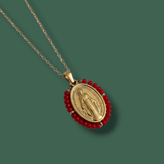 Collar Medalla Milagrosa roja