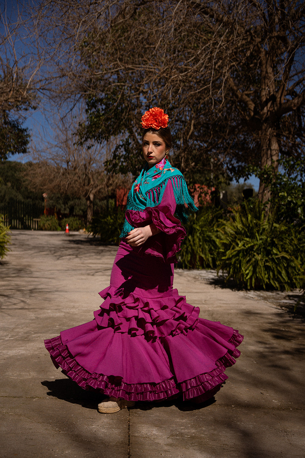 Traje de Flamenca - Modelo Macarena buganvilla