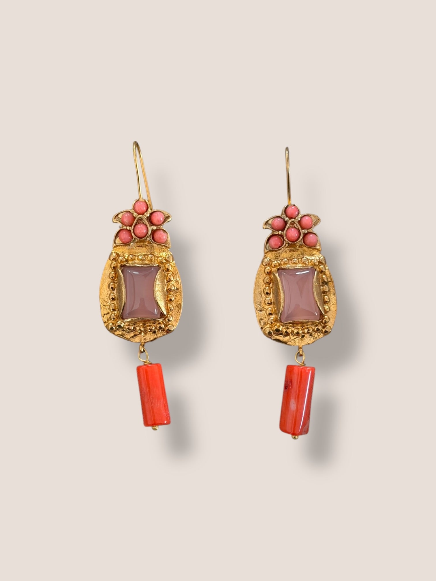 Pendientes Eloísa coral y rosados
