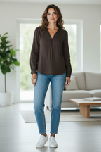 Blusa básica detalle gris oscuro