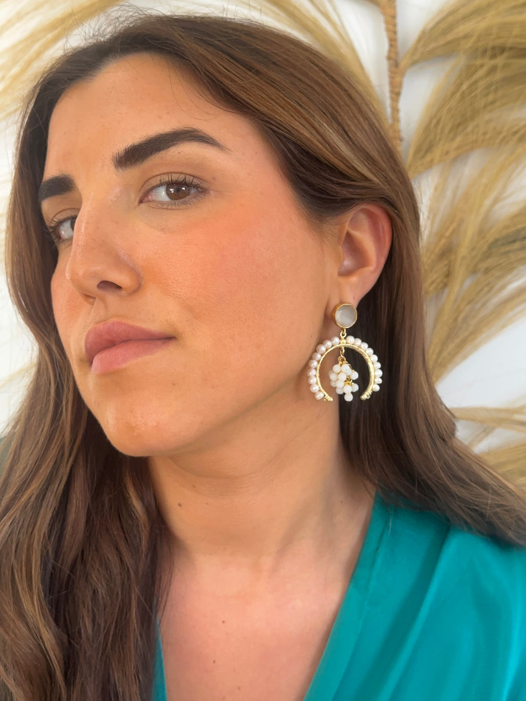 Pendientes Vid perla blanco