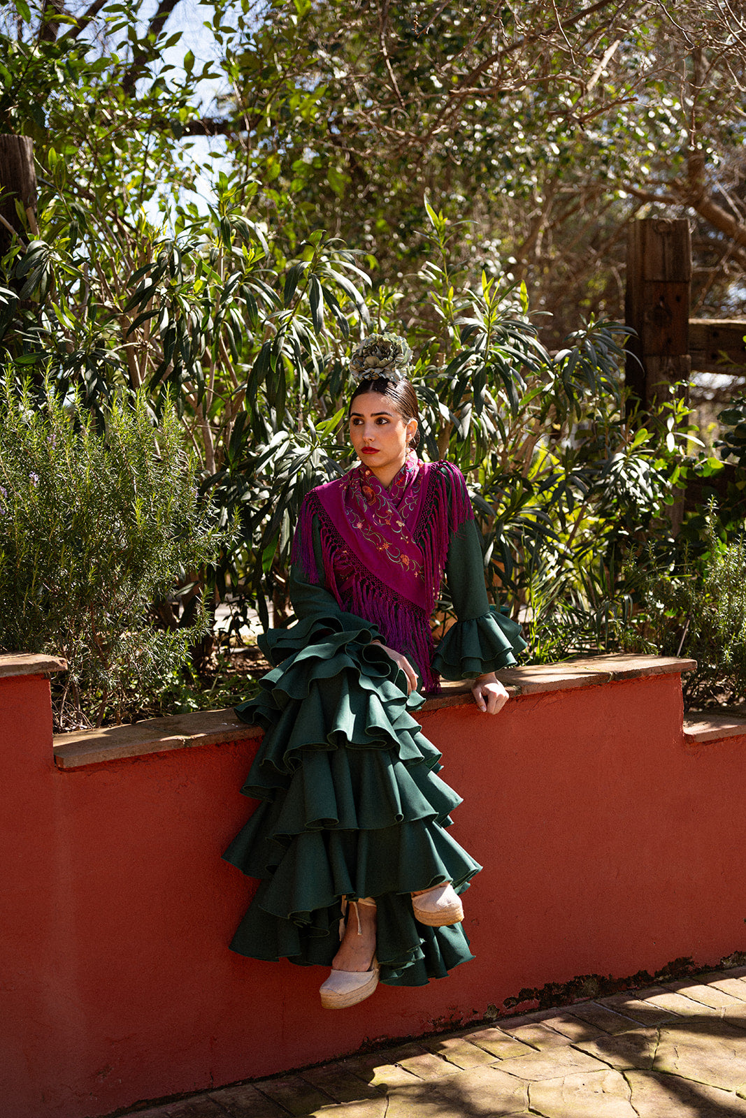 Traje de flamenca - Modelo Rosario Verde Oscuro