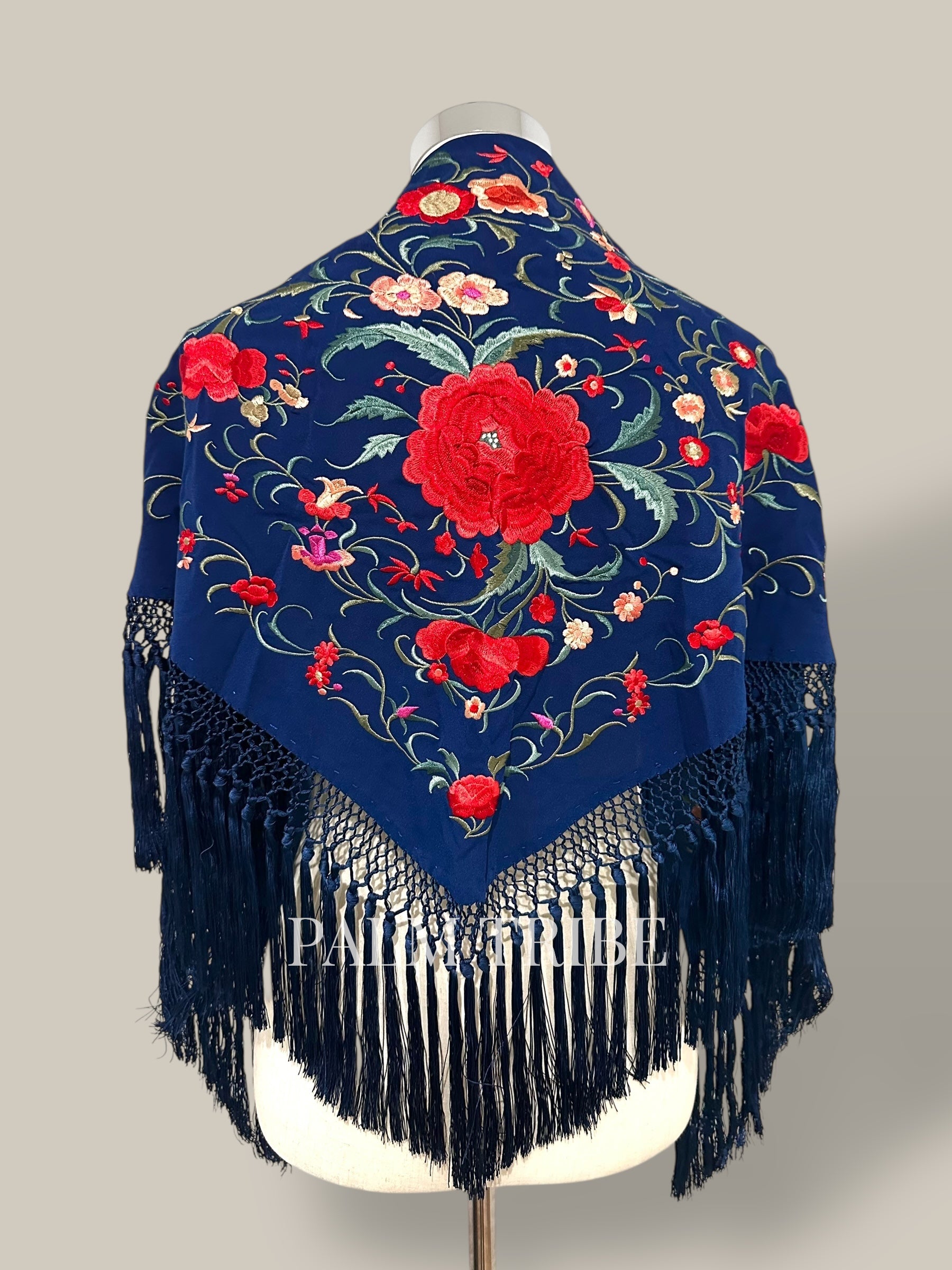 Mantoncillo Jaleo Azul Marino con rojo