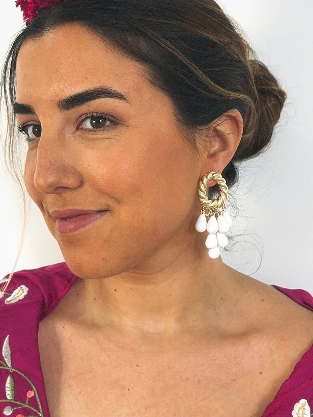 Pendientes Cascada blanco