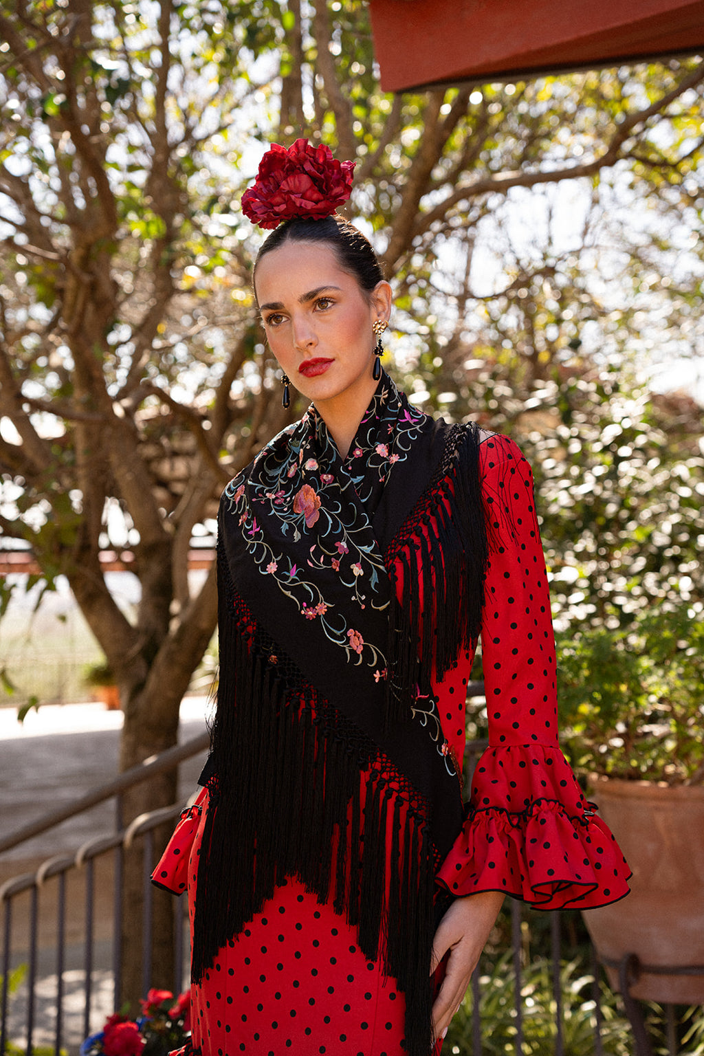 Traje de Flamenca - Modelo Clavel Rojo y Negro