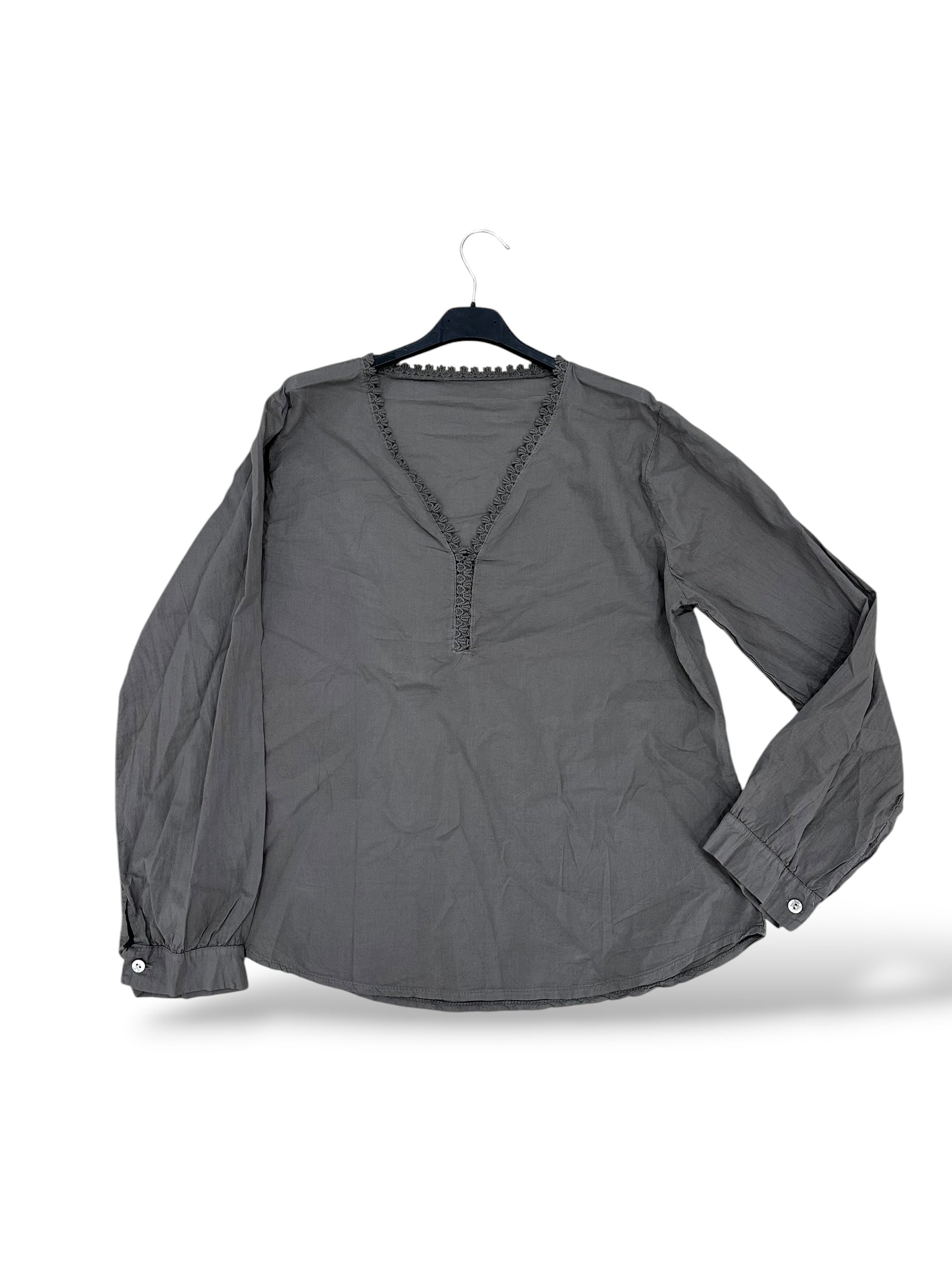 Blusa detalle básica gris medio