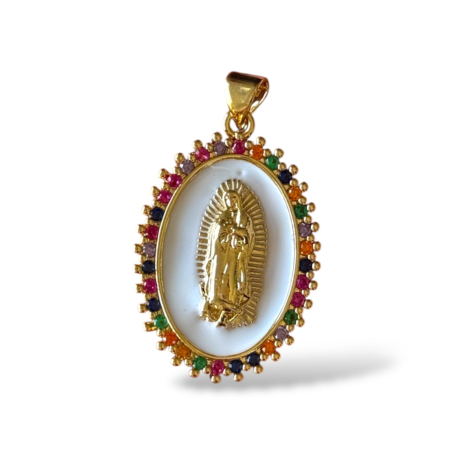 Medalla Virgen Esmalte y Cristal