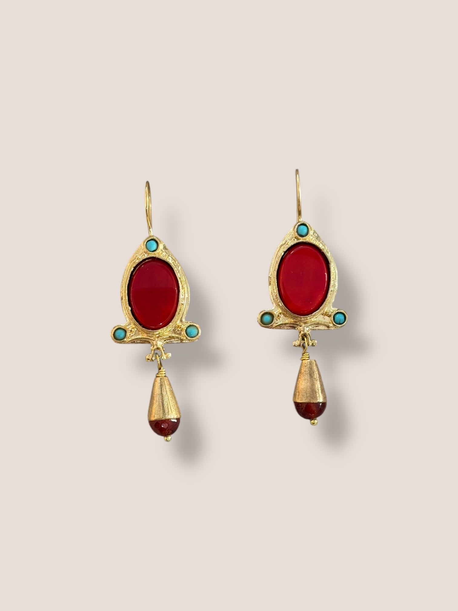 Pendientes Duque rojo y turquesa