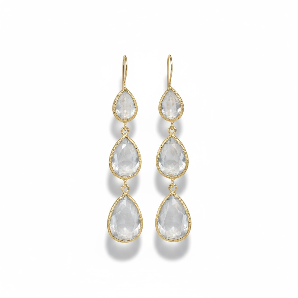 Pendientes Lágrima triple blanco