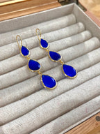 Pendientes lágrima triple azul electrico