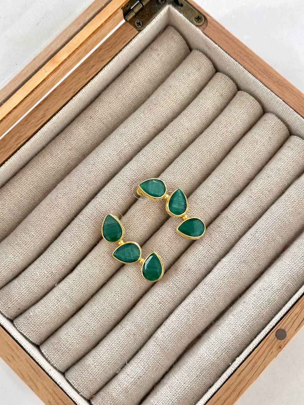 Pendientes Trío Piedra Esmeralda