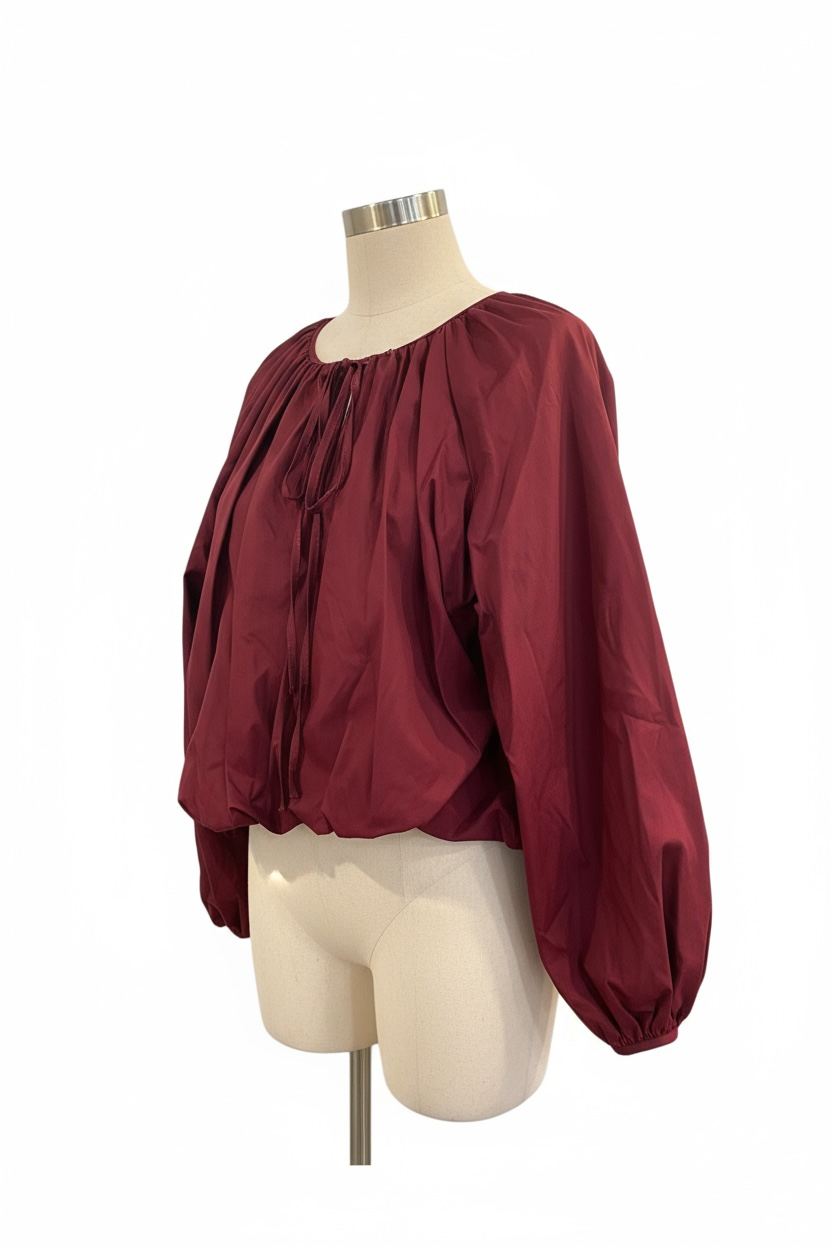 Blusa Abullonada Burdeos