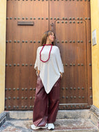 Pantalón polipiel bajo ajustable