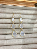 Pendientes Lágrima triple blanco