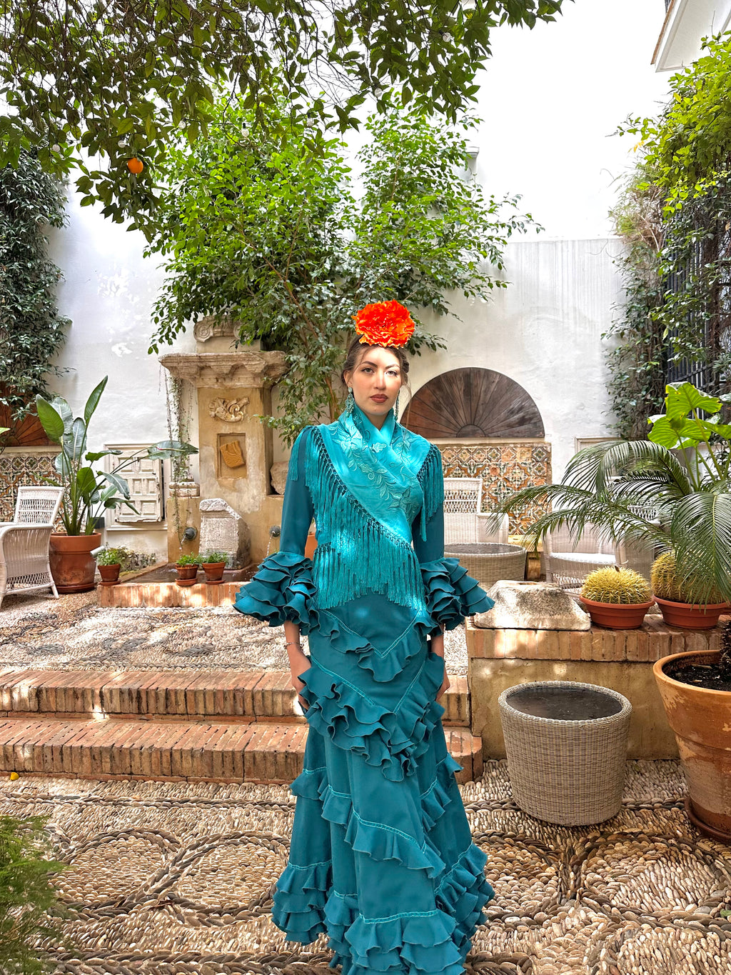 Traje de flamenca - Modelo Lirio Turquesa