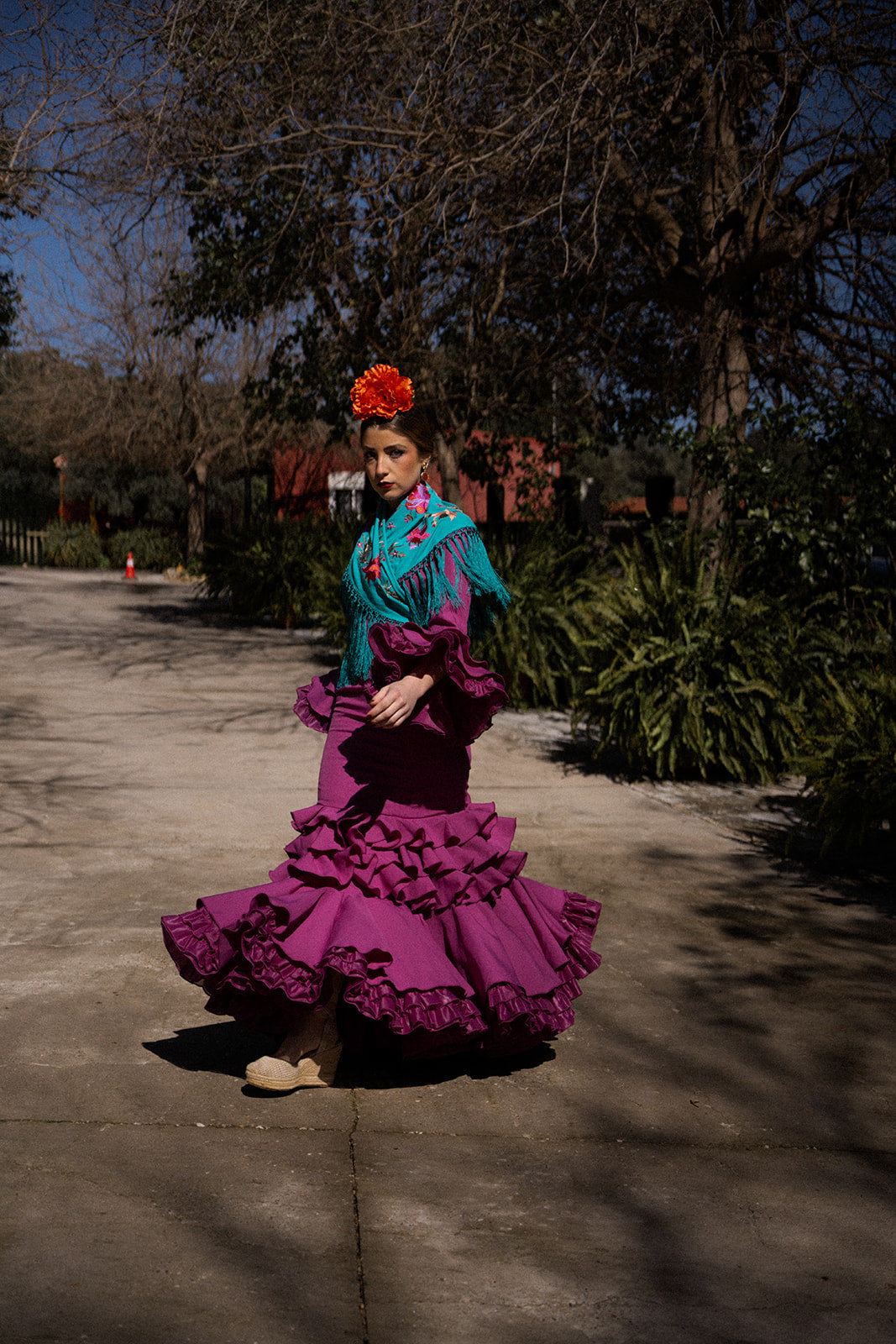 Traje de Flamenca - Modelo Macarena buganvilla