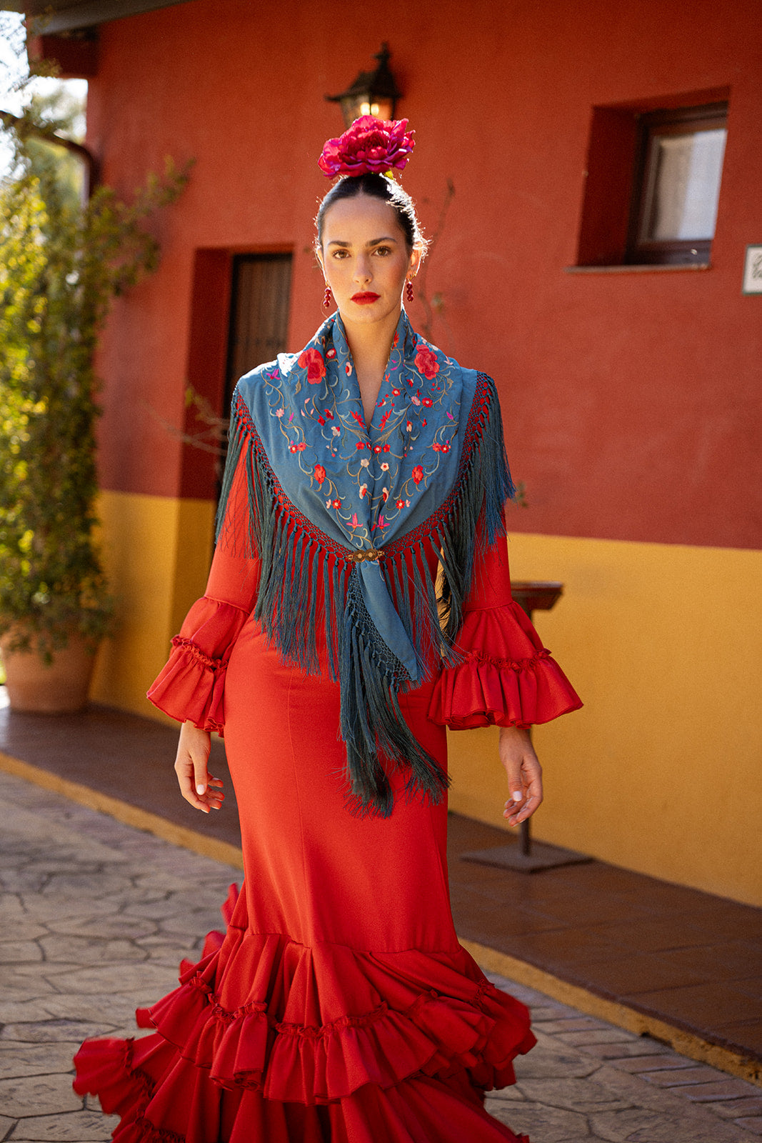 Mantoncillo Jaleo Azul Ducado con rojo