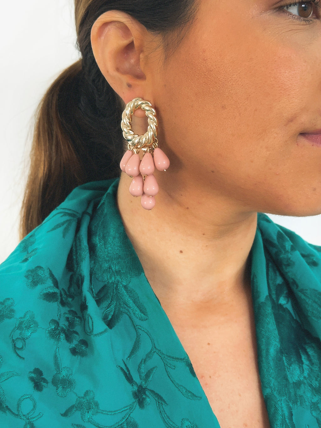 Pendientes Cascada Rosa Palo