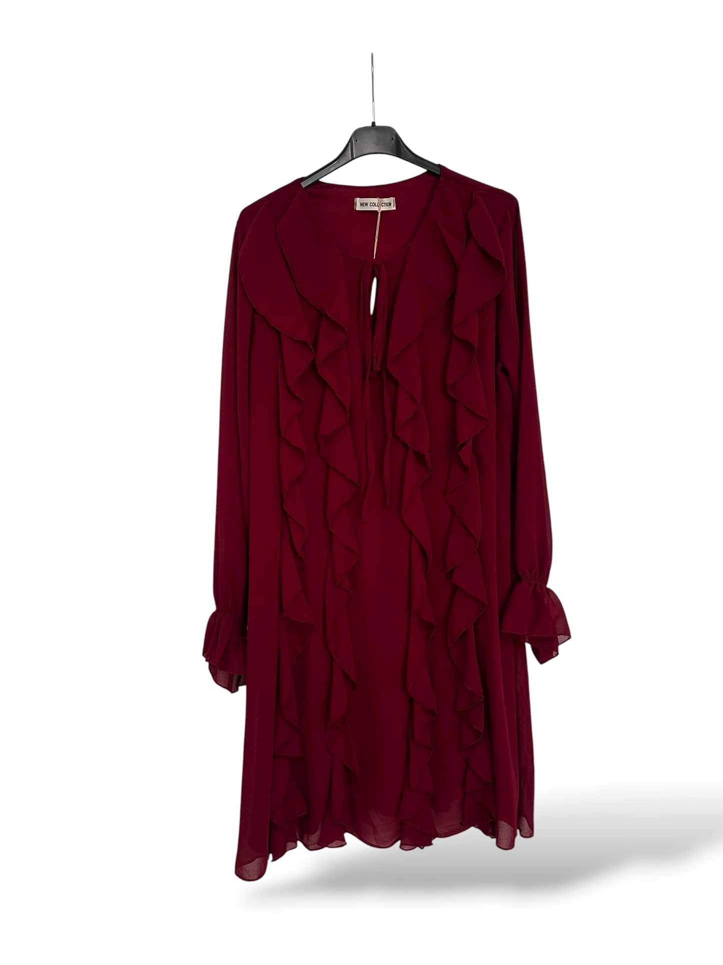 Vestido chorreras Burdeos