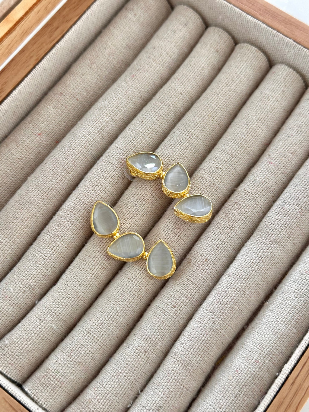 Pendientes Trío Piedra Blanco