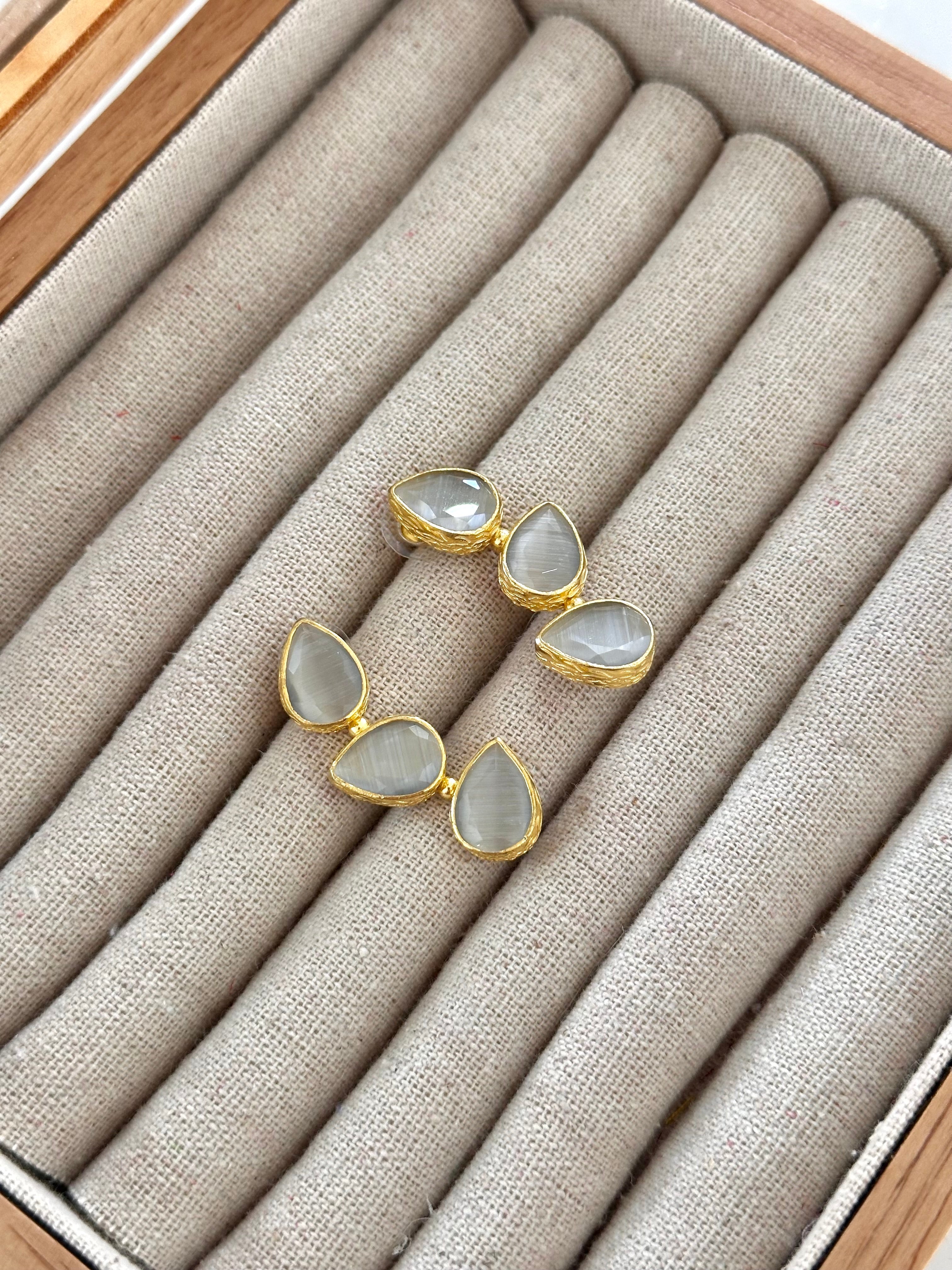 Pendientes Trío Piedra Blanco