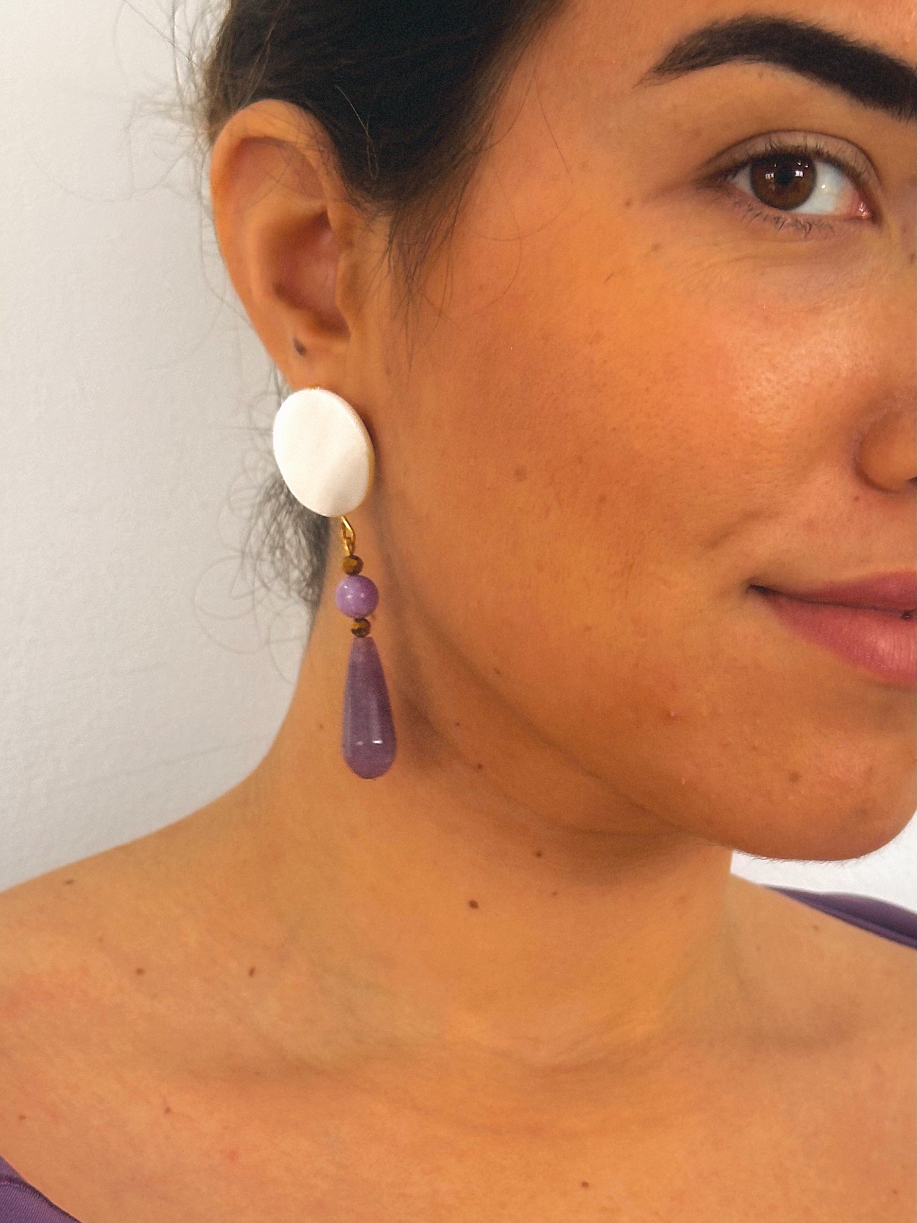 Pendientes Luna Amatista Nácar