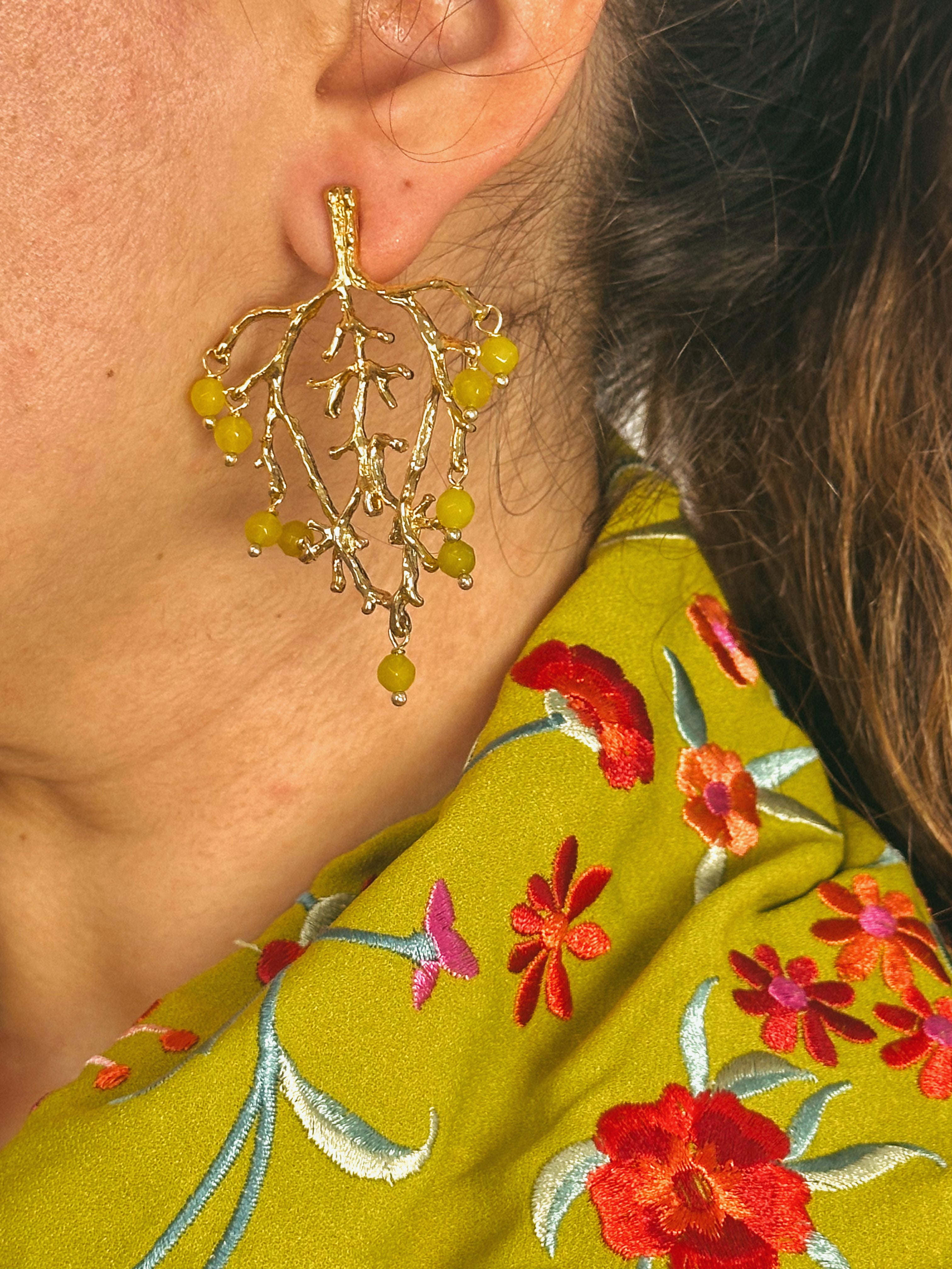 Pendientes Rama Verde Olivo