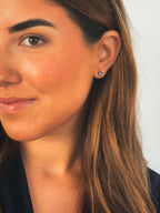 Pendiente botón cristal zafiro