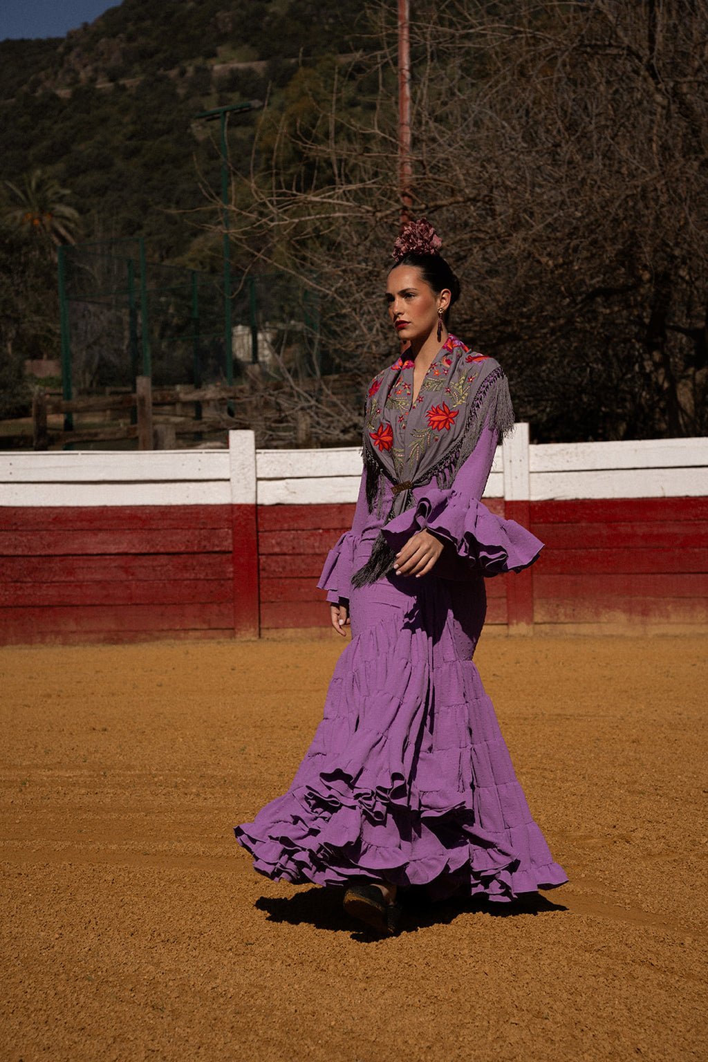 Vestido de flamenca - Modelo Lola Plumeti Lila