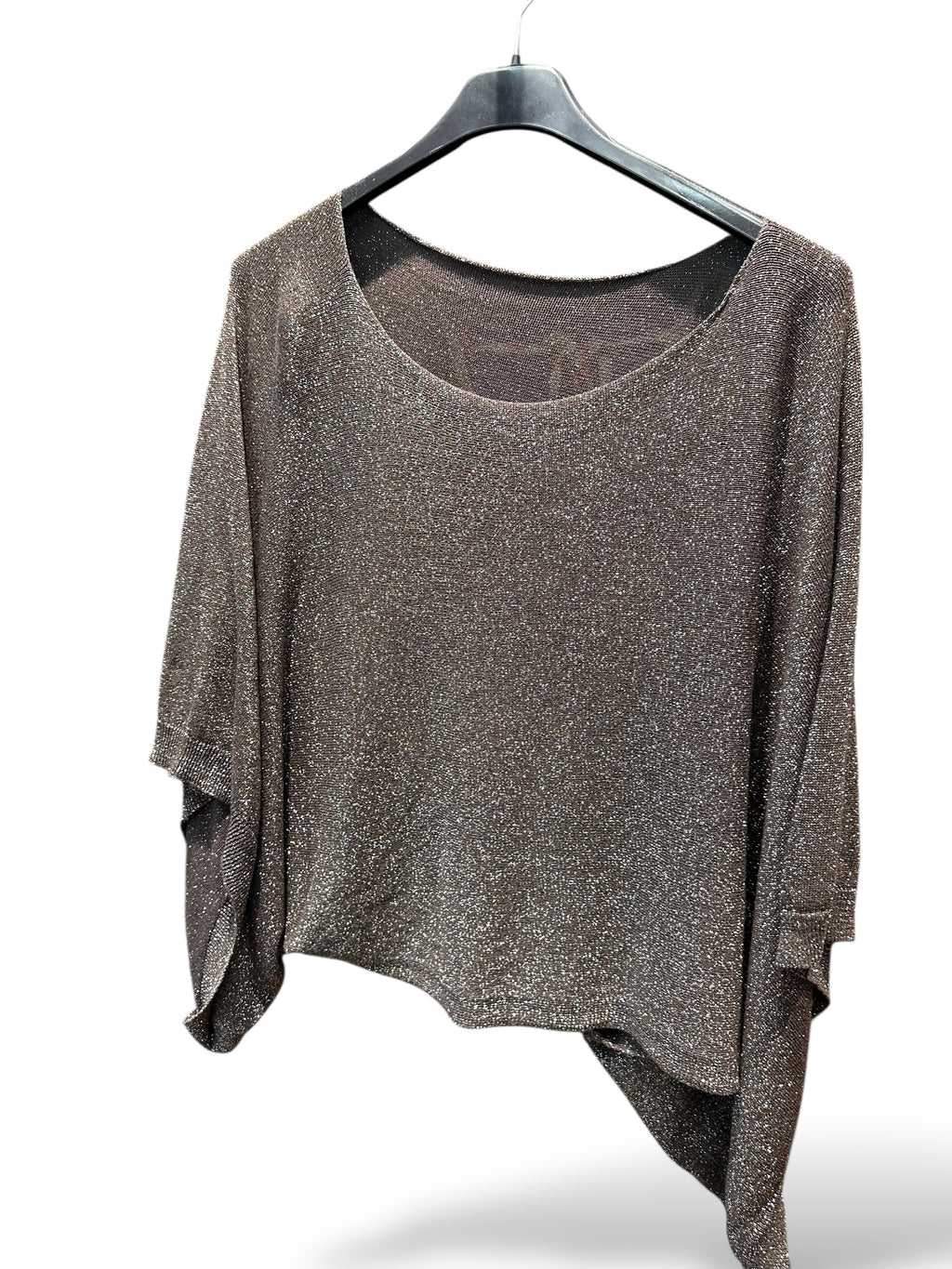 Poncho corto brillo marron