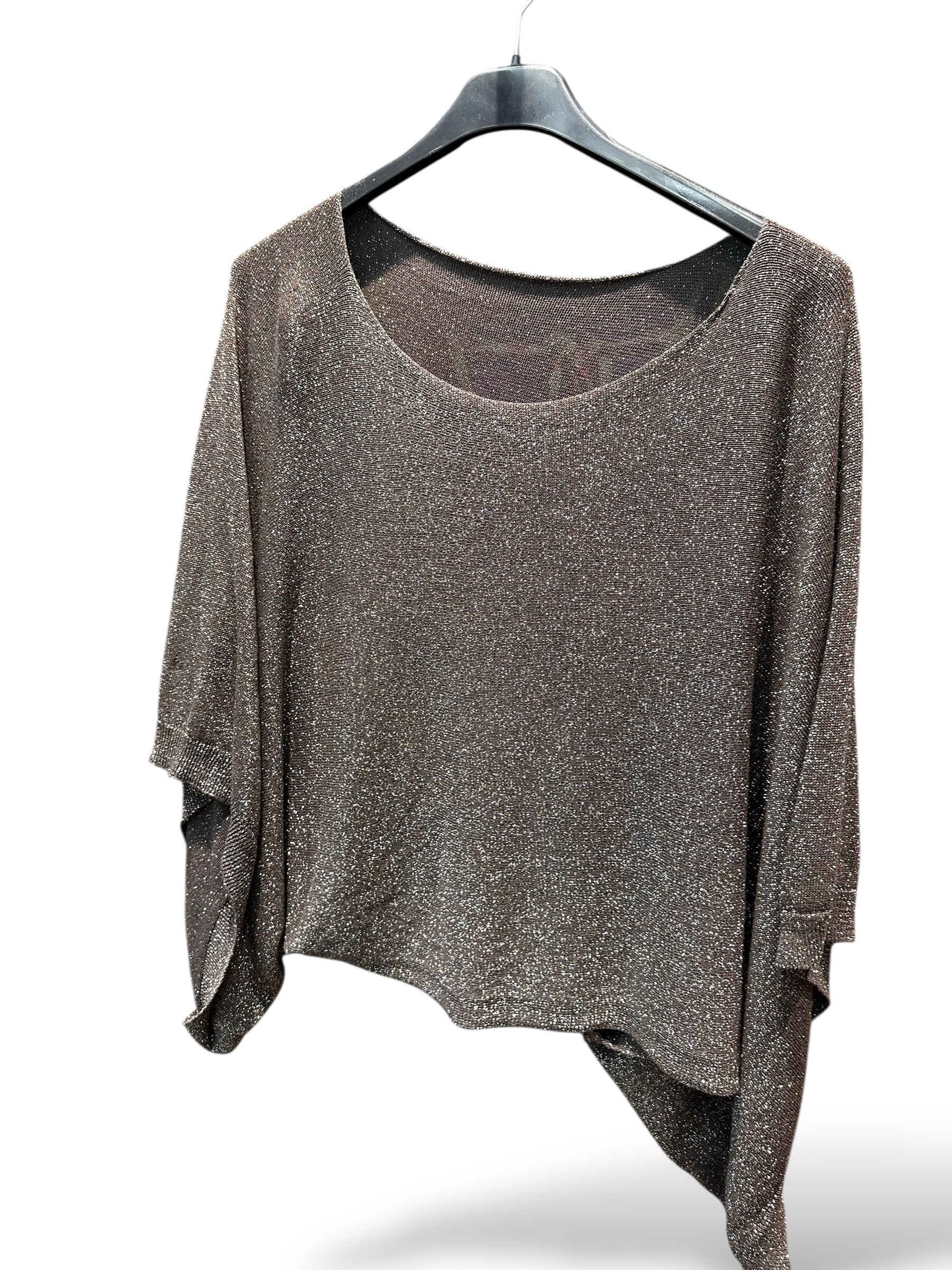 Poncho corto brillo marron