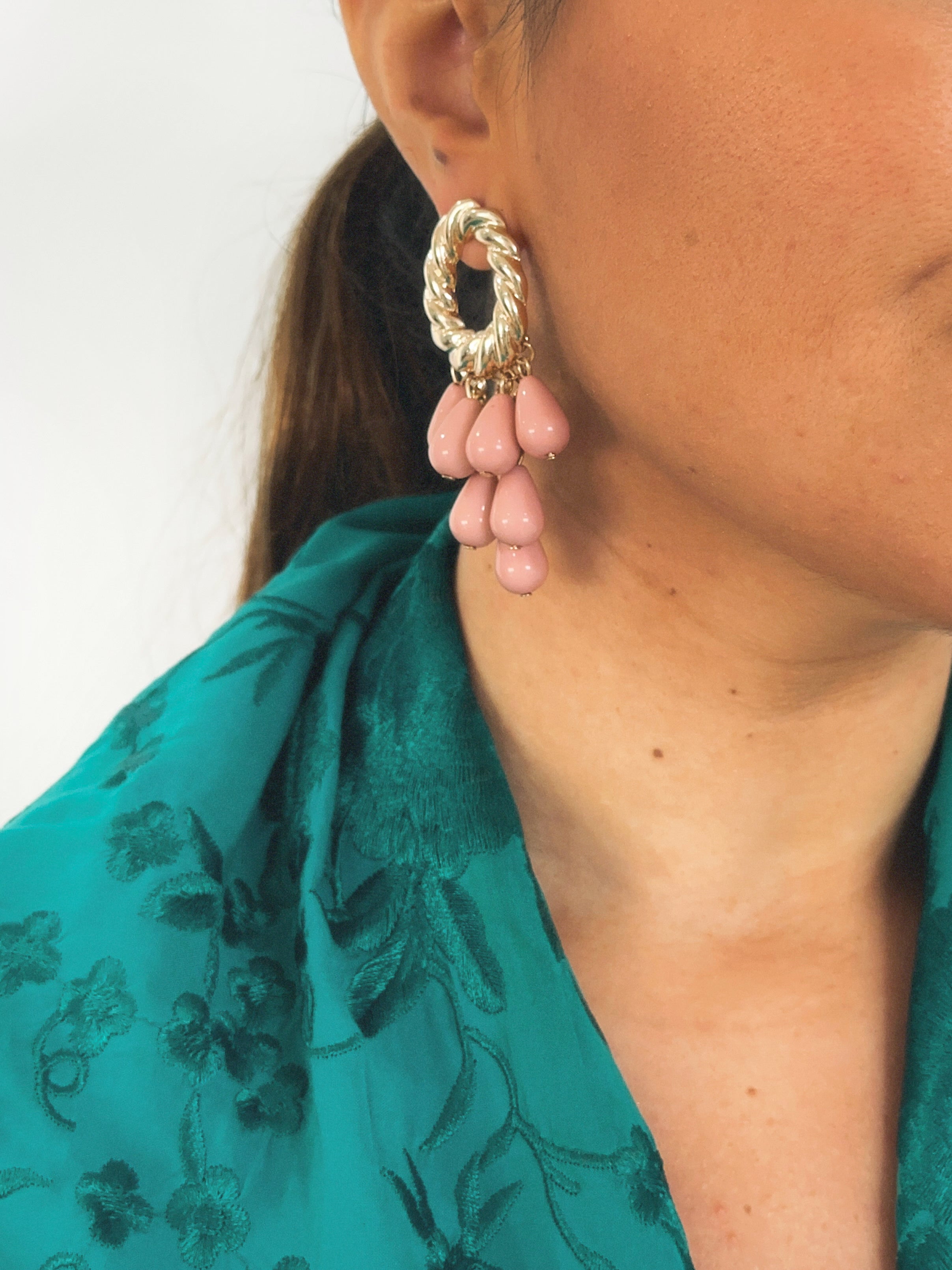 Pendientes Cascada Rosa Palo