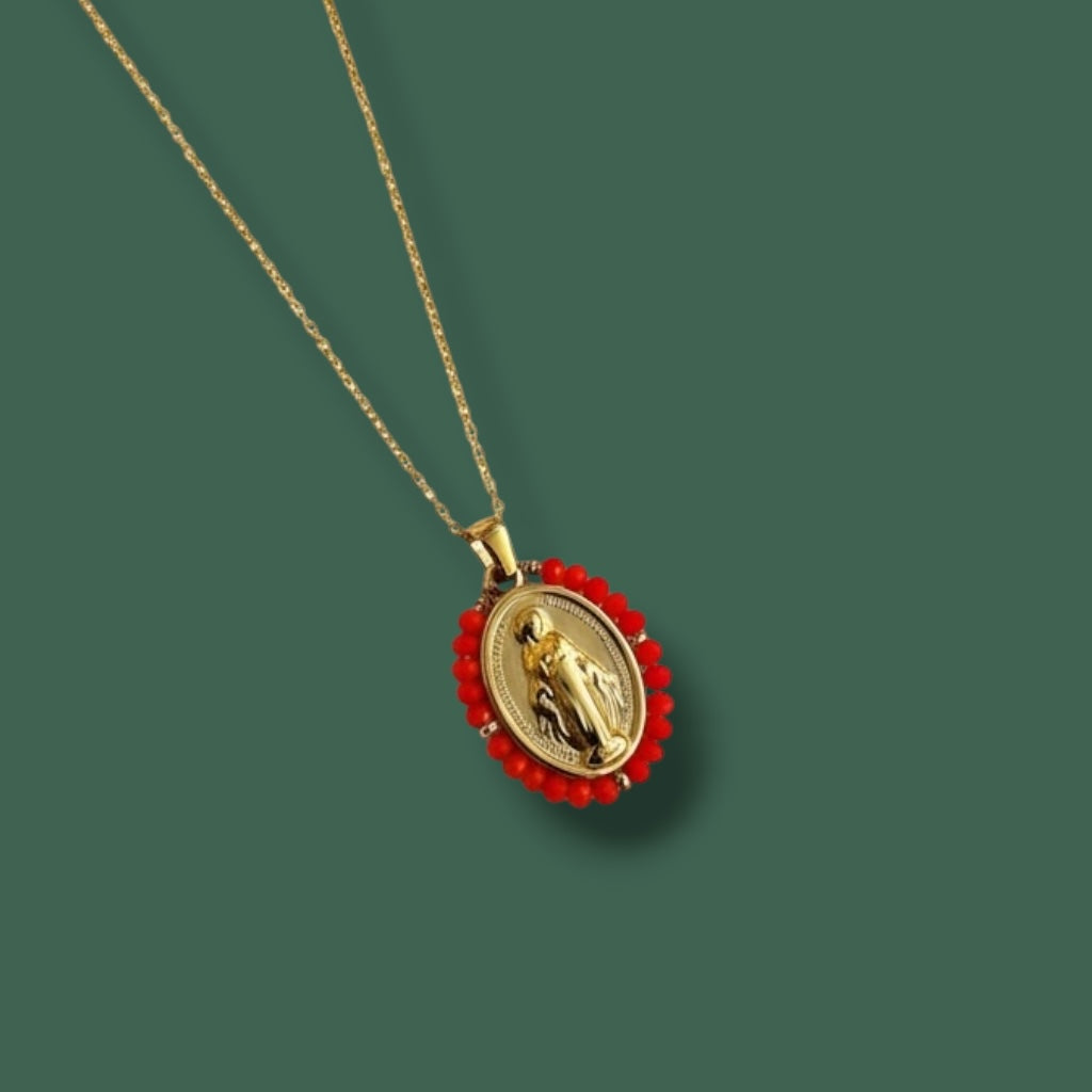Collar medalla milagrosa naranja